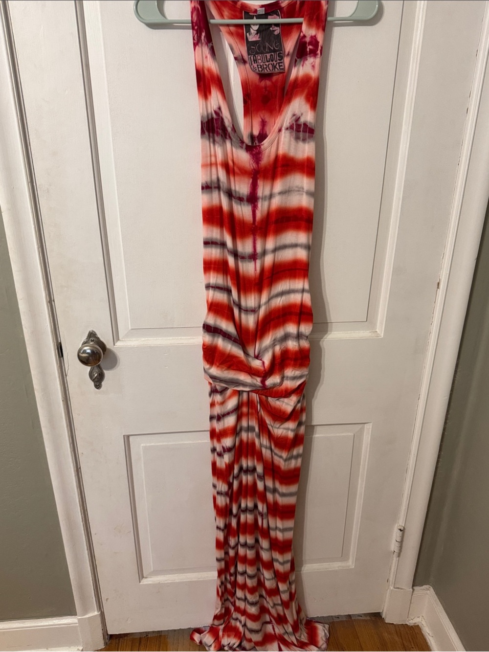 Young Fabulous & Broke Red, White & Plum Striped Tie-Dye Tank Dress